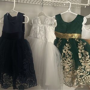 Elegant Kids Dress Set - Navy, White, and Green